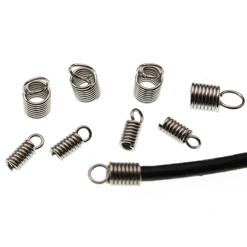 

50pcs Stainless Steel Spring End Clasps Hook Connector Crimp End Beads Caps Fastener Clasps for 1.5/2/2.5/3/3.5/4mm Round Cord