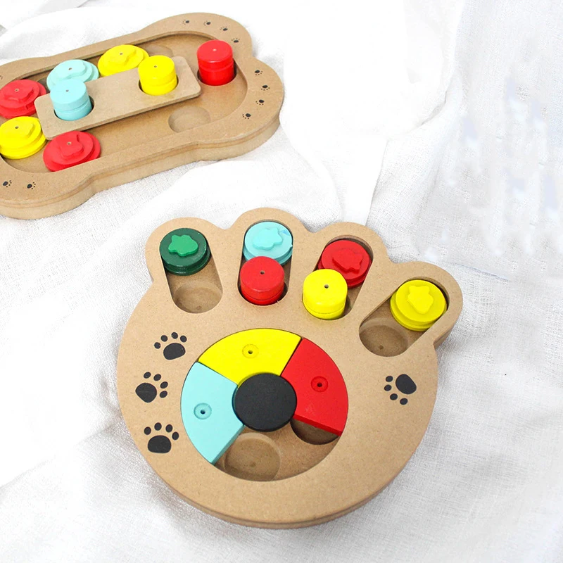 Aapet 1pc Wooden Pet Puzzle Pet Dog Interactive Training Game Feeder