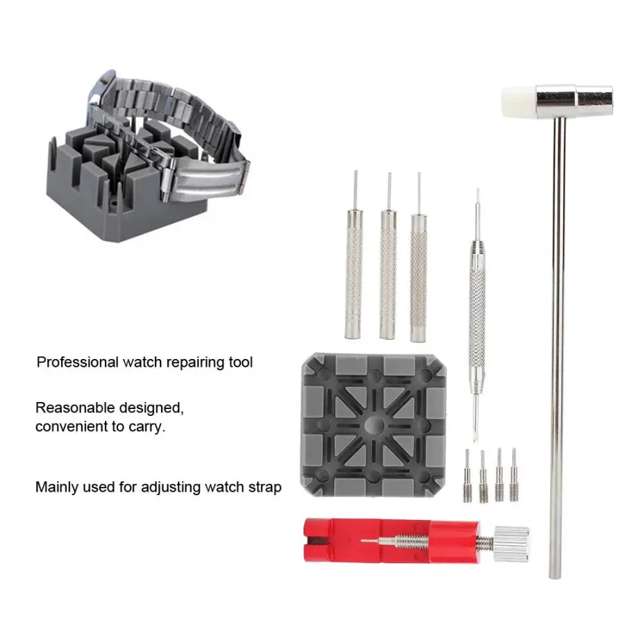11 шт./компл. регулируемый ремешок для часов соединительных штифтов для снятия Комплект для ремонта часов молоток удар булавки набор для удаления гелевого часы Запчасти набор инструментов для удаления
