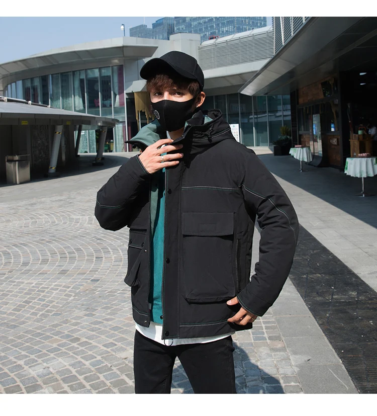 LEGIBLE Parka Men Coats Winter Jacket Men Thicken Warm Hooded Pocket Patchwork Outwear Men Coat Casual Men's Winter Jackets