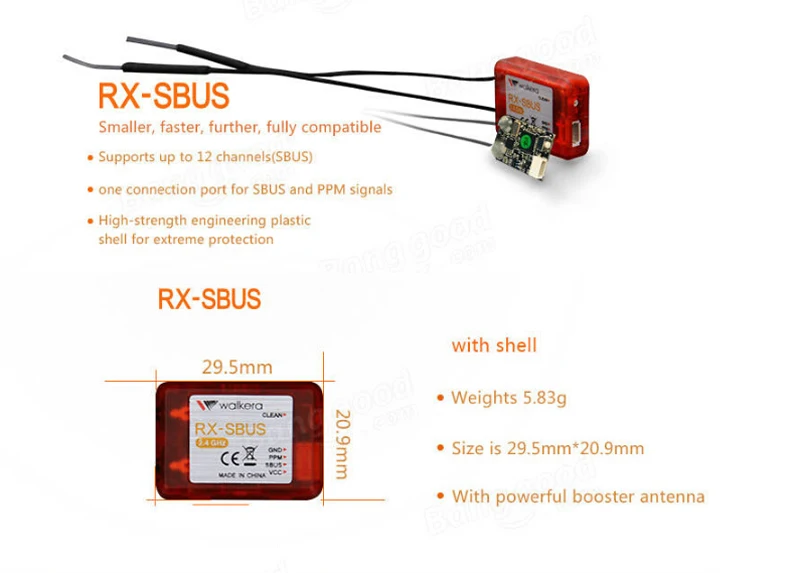 

Hot 1PC Original Walkera RX-SBUS Receiver 2.4G -105dbm PPM 8CH SBUS 12CH 600m Receiving Module Fr Walkera DEVO7/F7/10/F12E FPV R