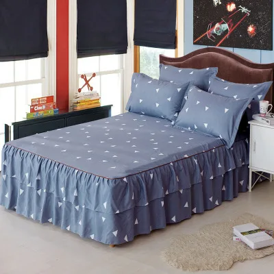 color 1 Алоэ хлопок двухслойная кровать юбка покрывало для кровати защитное покрытие шлифовальное покрывало свадебная простыня мягкая Нескользящая король королева - Цвет: color 1