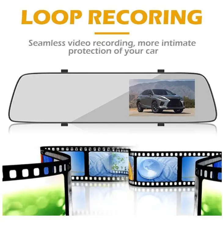 

HiMISS FHD 1080P Car DVR Camera 4.5 Inches Rearview Mirror Night Vision Dashboard Cam Stop Monitor Circular Video Recording
