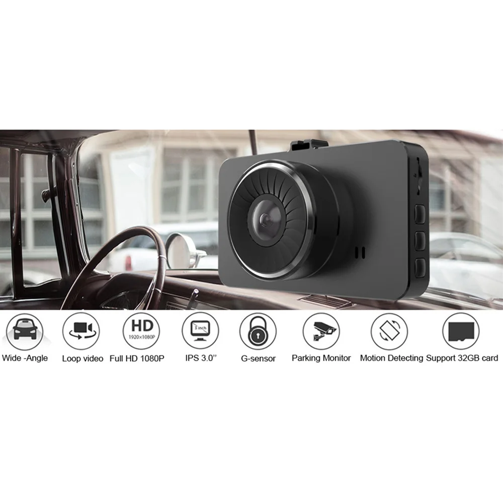 Мини 3,0 дюймовый видеорегистратор для вождения автомобиля Full HD 1080P видеокамера Автомобильный регистратор DVR Автомобильный регистратор видеорегистратор