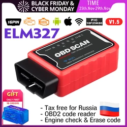 ELM327 – Mini lecteur de Code OBD2 V1.5, outil de Diagnostic de voiture, Bluetooth/Wifi, pour Android /IOS, nouveau, 327 