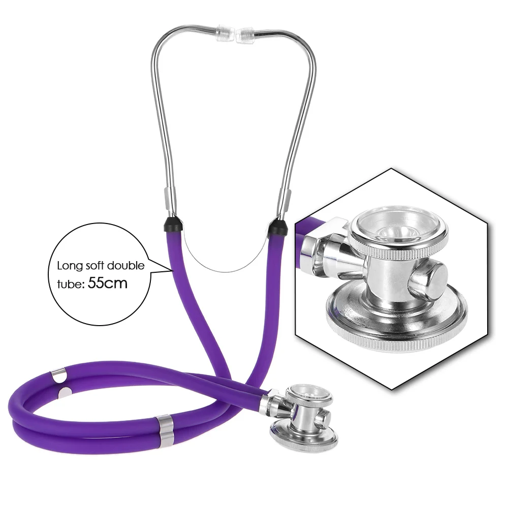 Professional Medical Stethoscope Phonendoscope Double Dual Head Colorful Multifunctional Stethoscope Health Care Purple