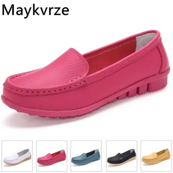 

women's shoes Genuine Leather Candy colors Non-slip flats women casual shoes