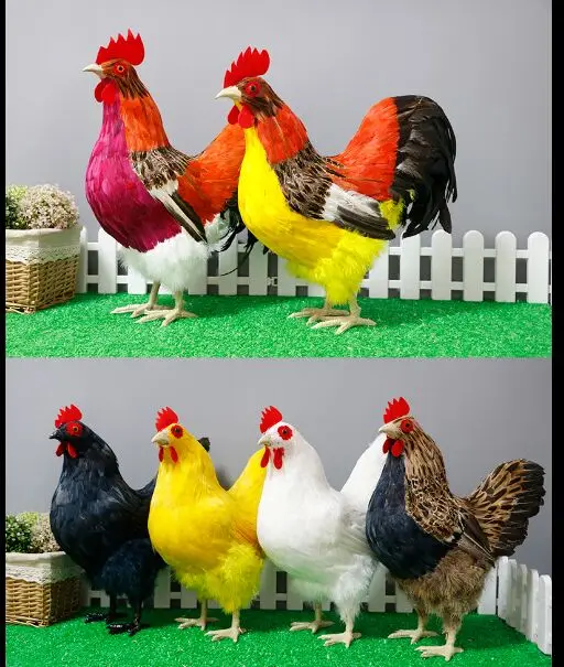 Имитация курицы модель животного стоящая Курица Перо игрушка кукла Ремесла образование дисплей фотография украшение супермаркетов реквизит