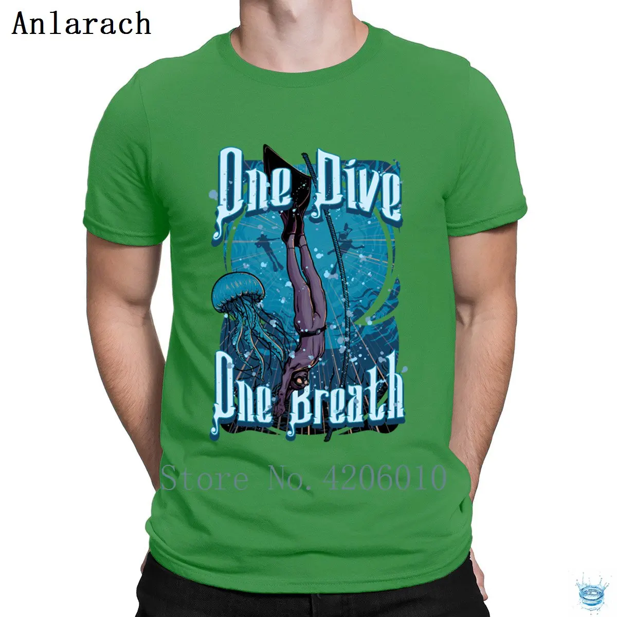 One Dive One breediving, футболки, новинка, короткий рукав, милые, Homme, футболка для мужчин, креативная, веселая, солнечный свет, футболка - Цвет: Green
