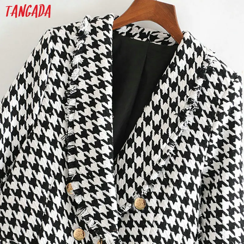 Tangada, женские плотные твидовые пальто, куртка с длинным рукавом, на пуговицах, с карманом,, Дамское элегантное пальто на осень и зиму, 3H348