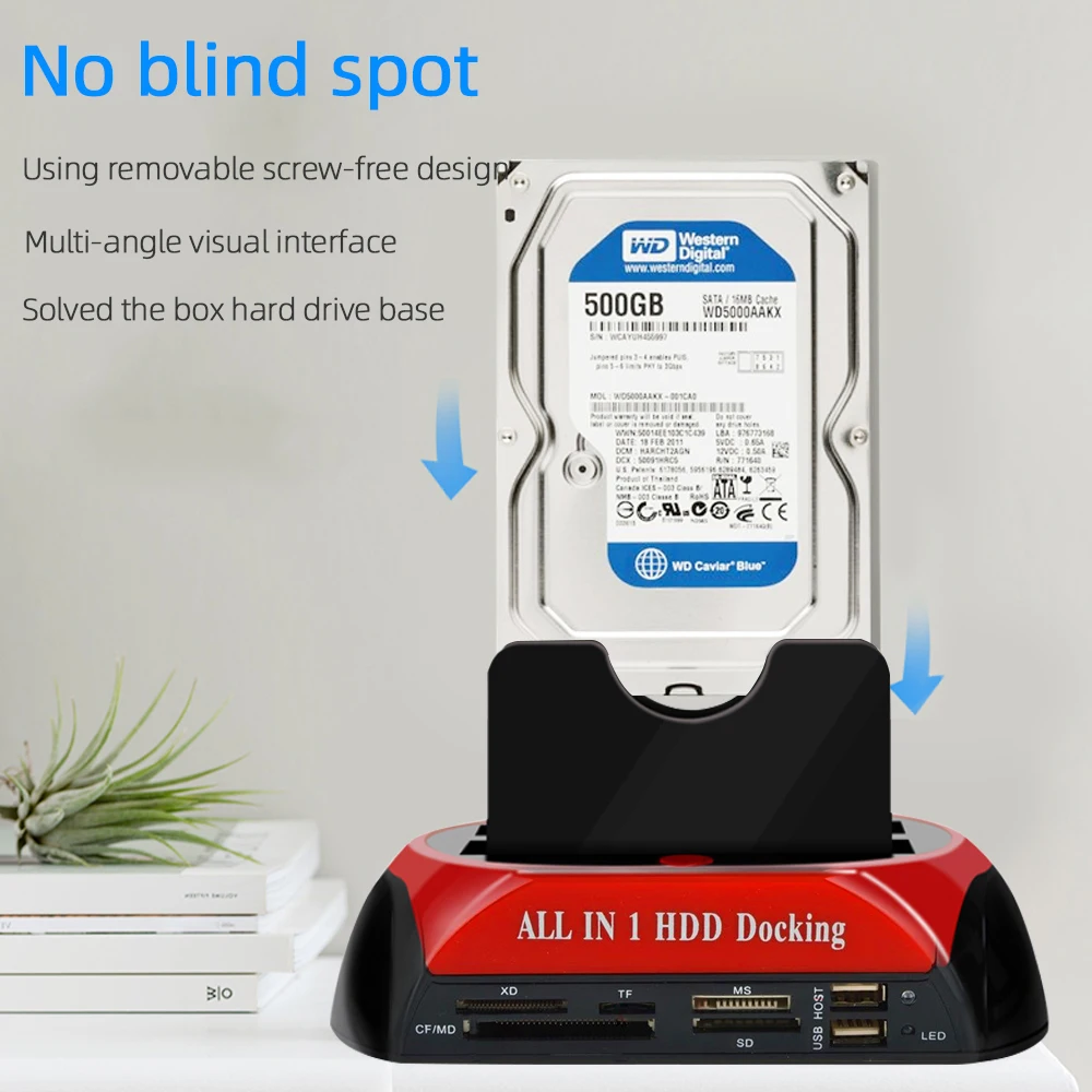 SSD HDD Docking Station External Hard Disk Enclosure Dual Slots