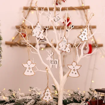 

2Pcs Wooden Angel Snow Christmas Tree Ornaments Decor New Year Party Decoration Wedding Decoration Home Decor Birthday Gifts