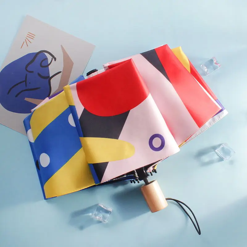 Parasol Umbrella Rain Women Folding Sun Umbrella Mini Student Black Ladies Umbrellas Uv Pocket Travel Paraguas Rain Gear SY094 - Цвет: Three folding
