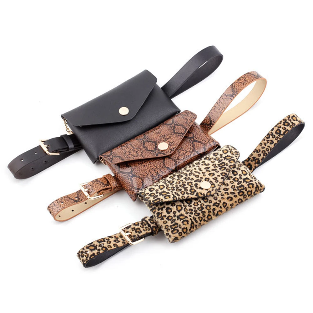 Women Vintage Travel Purses PU Leather Large Capacity Shoulder Daily Removable Belt Waist Bag Rectangular Gift Party Snake Skin
