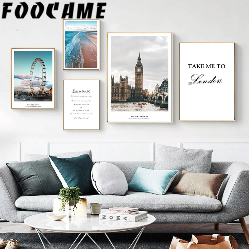 Мотивационный постер для гостиной с изображением колеса большого бен обозрения