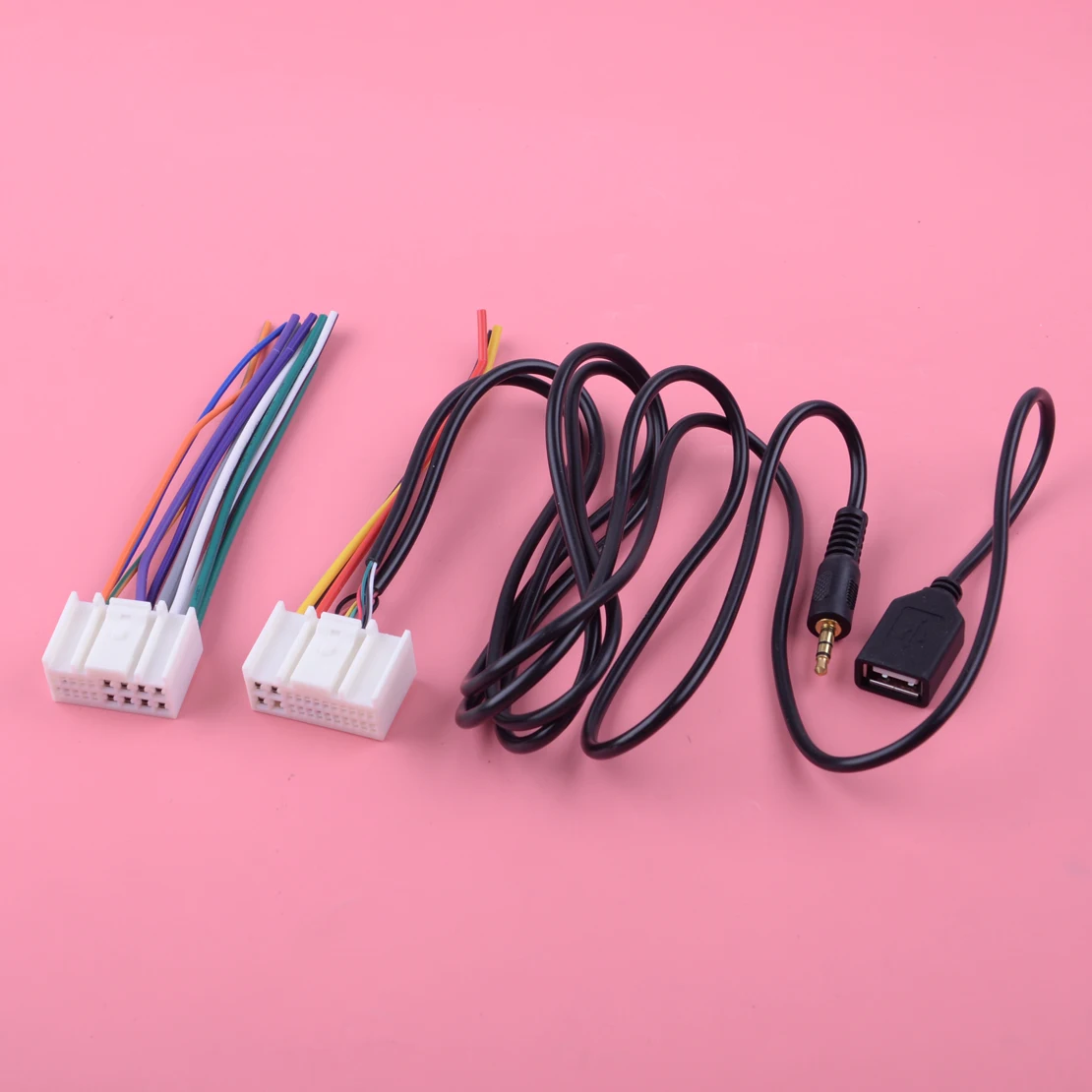 

DWCX Radio Stereo Wire Wiring Harness Adapter Car Interior Accessories Auto Cable 3.5mm Fit for Hyundai Kia USB AUX