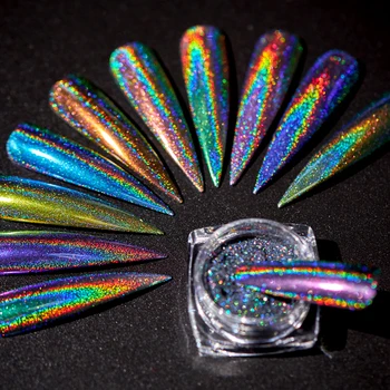 

RBAN NAIL 1g Nail Glittering Powder Metallic Effect Colors Pigment Holographic Laser Glitter Powder Nail Art Shining Dust