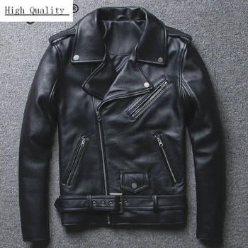 

100% Real Sheepskin Coat Men Autumn Winter Clothes 2020 Streetwear Genuine Cow Leather Jacket Fit Moto Biker Coats LW2095