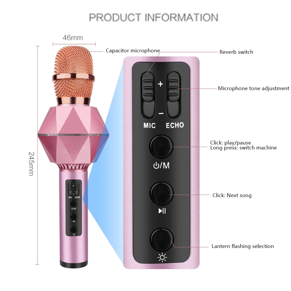 Профессиональный Bluetooth беспроводной микрофон караоке микрофон динамик ручной микрофон стерео пение плеер для KTV домашнего аудио