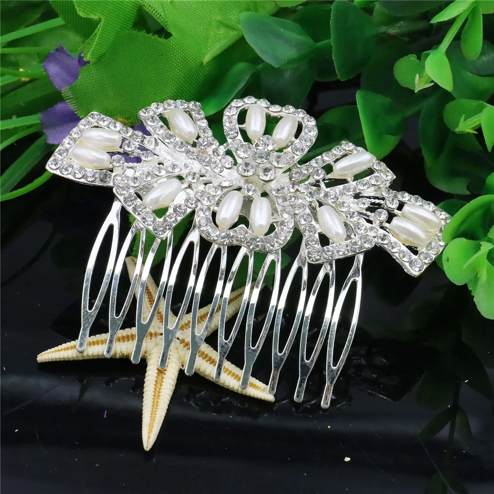 Wedding Bridal Pearl Flower Leaves Crystal Hairpin Hair Comb Clips Women Girls Party Jewelry Accessories Decoration Gifts | Украшения и