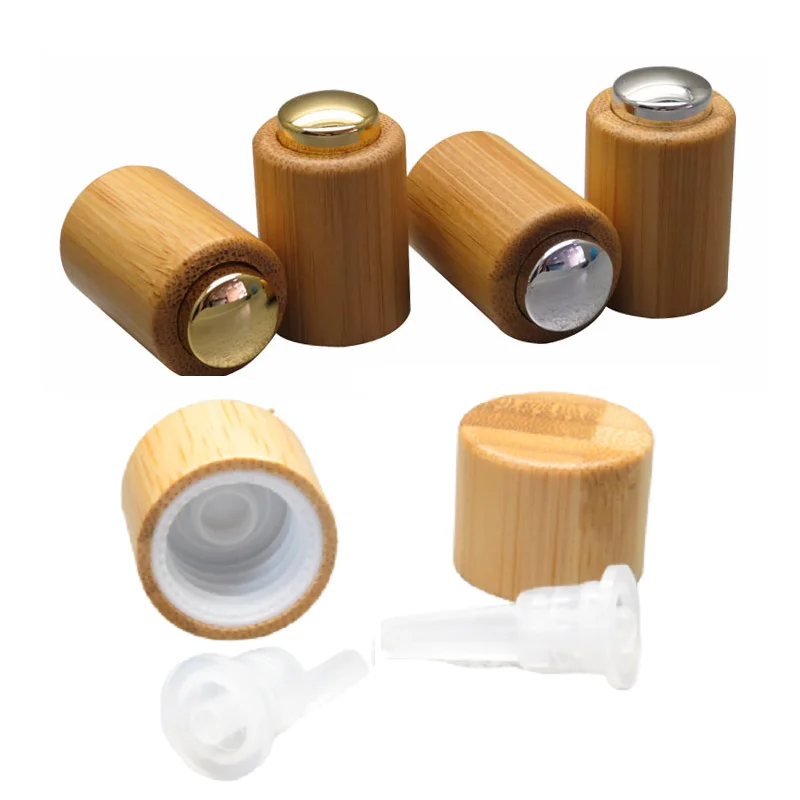 

18/410 Bamboo Wooden Lids 18MM Rim Wood Press Pump Caps Bamboo Dropper Cover for Essentail Oil Bottles