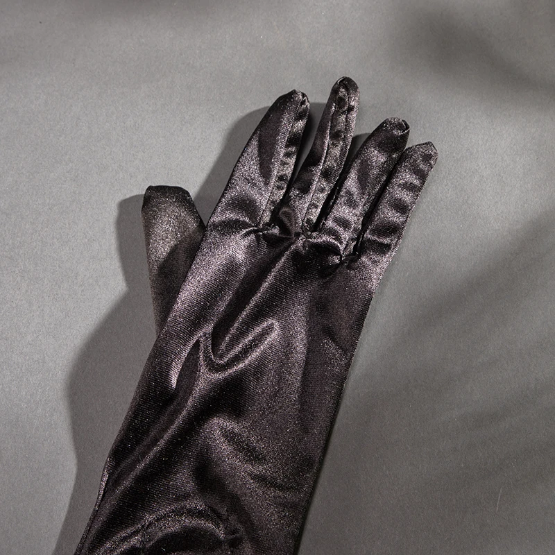 Женские ярко-Розовые Длинные атласные перчатки на палец, черные перчатки для свадебного танца, для особых случаев, для вечеринки, gant femme ST283