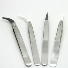 Precision Ceramic Tweezers Anti-static Straight Aimed Tweezers Stainless Steel Handle High Temperature Resistant dusco e precision anti static ceramic tweezers stainless steel ceramic tips tweezers insulated straight curved tip silver black