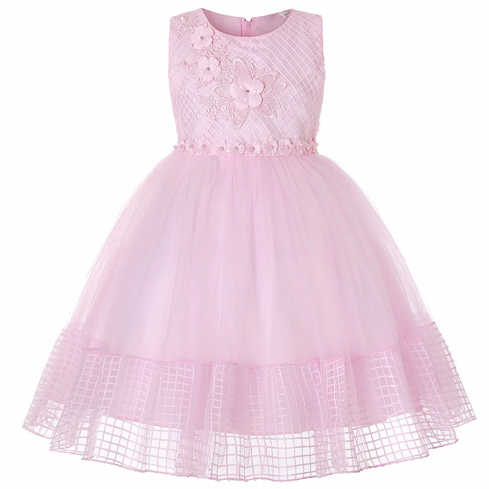 

Cute Baby Girls Dress Summer Girl Clothes Flower Princess Dresses Grid Children Casual Wear 9 12 18 24M 3 4 Years