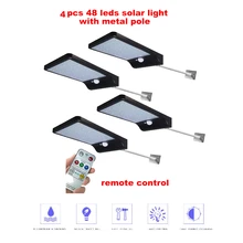 2/4pcs Solar Lights Outdoor 48 LED 3 Modes Motion Sensor Solar Wall Light with Remote Controller Waterproof Security Lamp for St