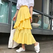 Модная Асимметричная гофрированная Женская юбка с высокой талией, Женская длинная юбка, летняя Дамская длинная юбка, Jupe Femme faldas mujer moda