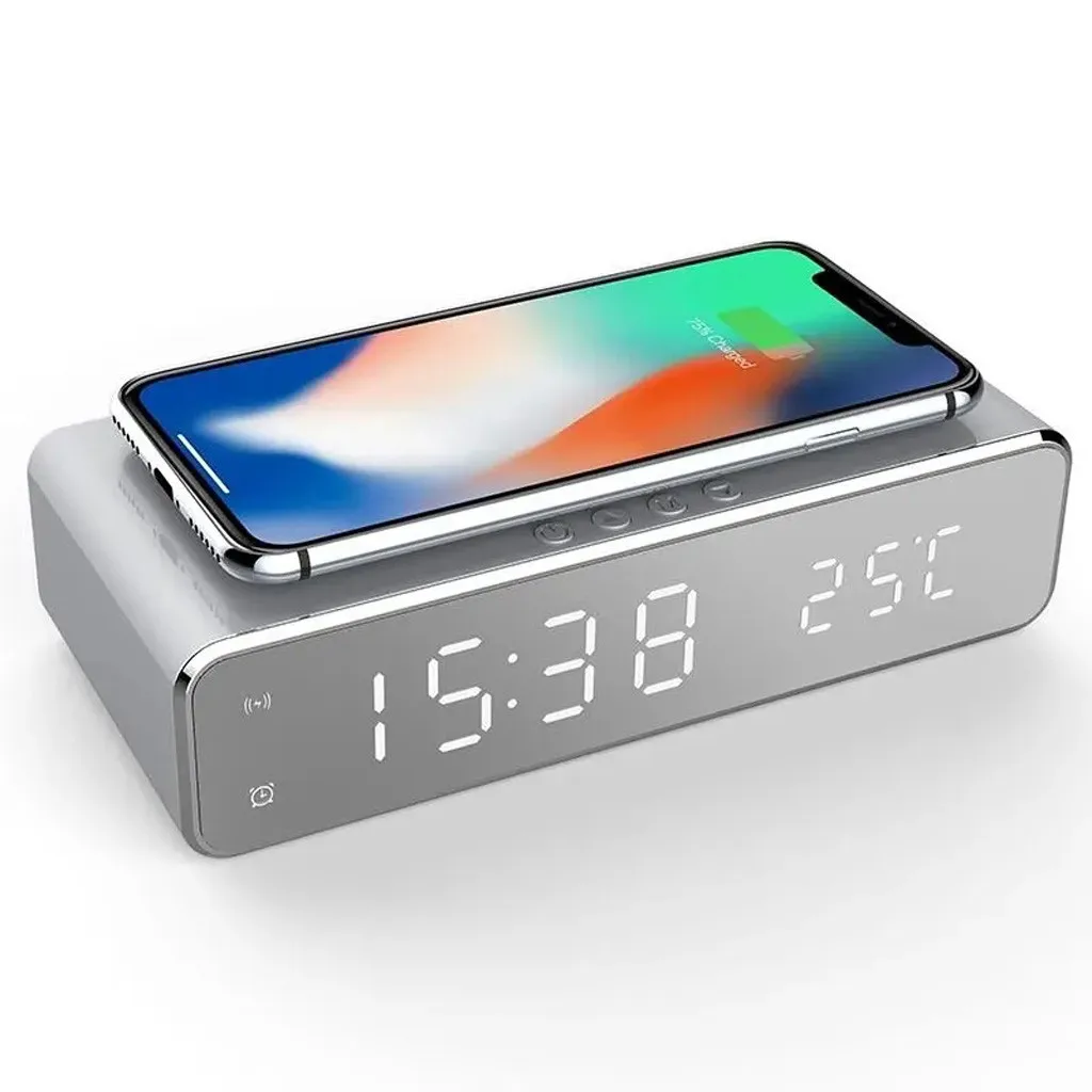 Настольная Беспроводная зарядка будильник для Samsung Xiaomi Huawei iPhone электрический USB