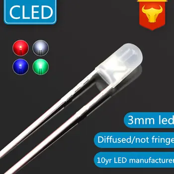 

1000pcs Free shipping 3mm LEDs Bulb Witht fringe Warm white/Red/Green/Blue/Yellow/White/Pink LED Lamp LED LIGHTIN diode