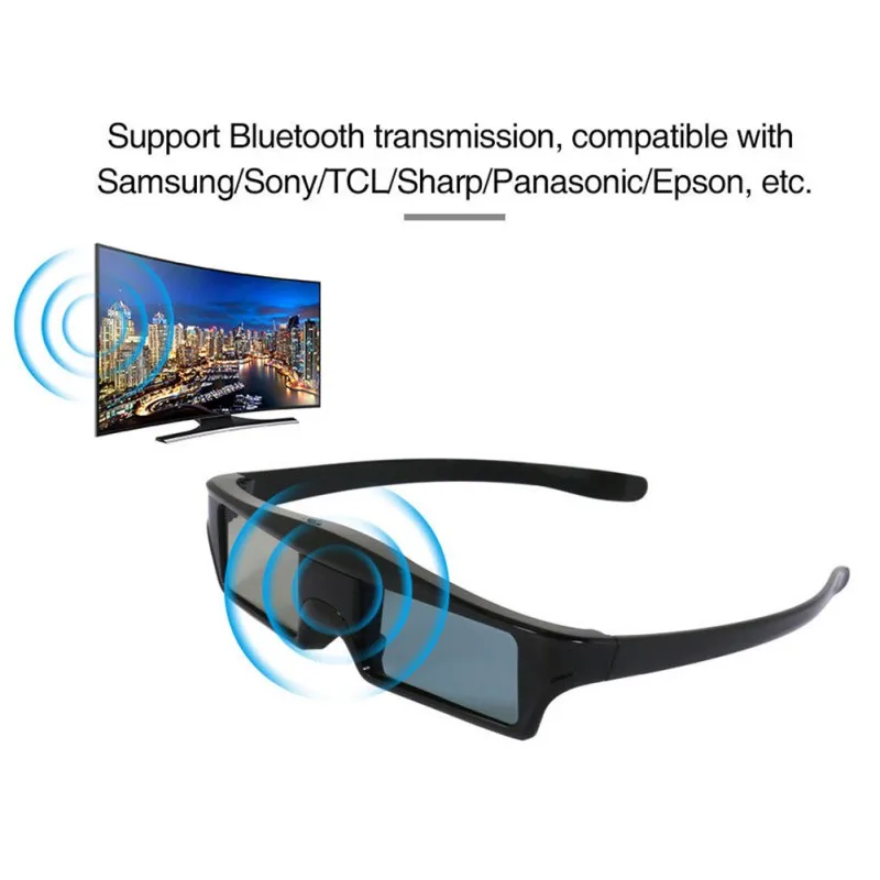 

High Quality Black 3D RF Glasses Ultra-Clear HD Rechargeable Bluetooth Shutter Glasses Design For Epson