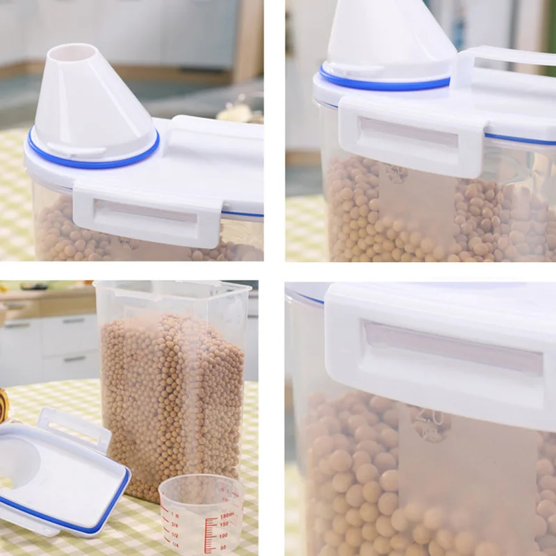 Kitchen Storage Box Rice Cylinder With Flour Sealed Barrel Kitchen Thick Plastic Cover Rice Barrel Rice Box Food Organizer