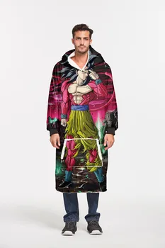 

Wolf lion animal Sherpa blankets and sleeves super soft warm outdoor pocket hoodie adult winter hooded TV blanket y7