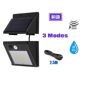 

64/30 LEDs light PIR Motion Sensor Outdoor Waterproof Solar Powered lamp Waterproof Wall for Garden Yard Path Decorationoptional