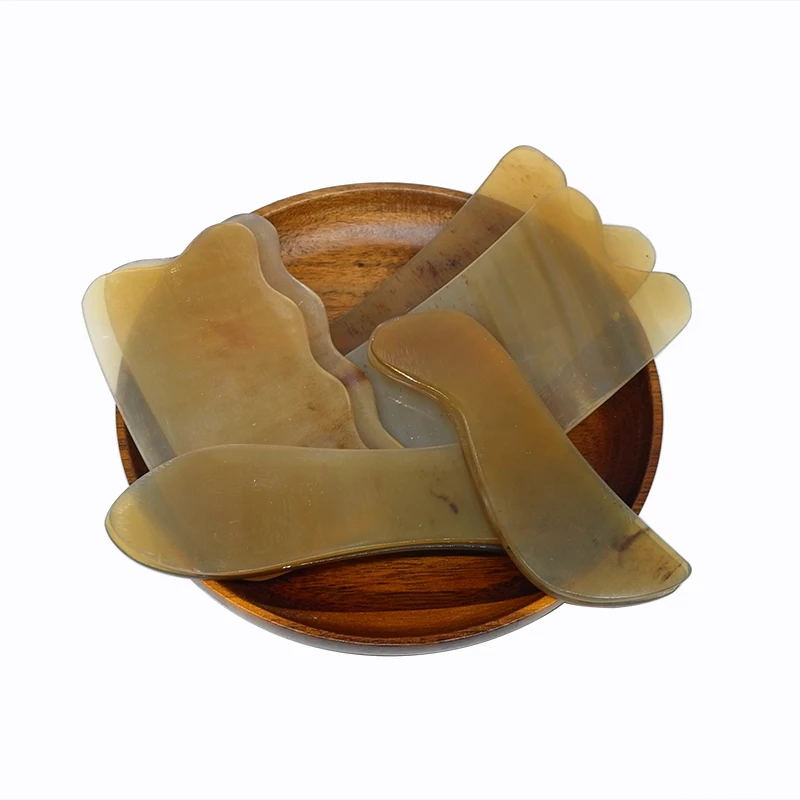 Yellow Ox Horn Beauty Guasha Scraping Tool Thin Arm Leg Slimming V Line Face Massage Plate Healthcare Board
