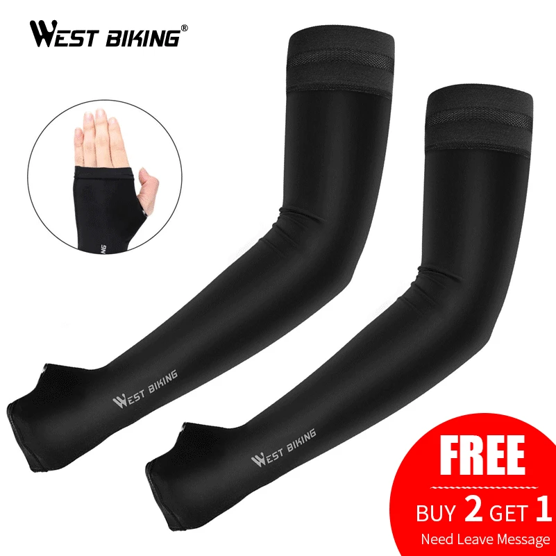 

WEST BIKING Running Arm Sleeves UV Protection Ice Fabric Breathable Sport Cycling Fitness Running Men Women Arm Warmers Sleeves