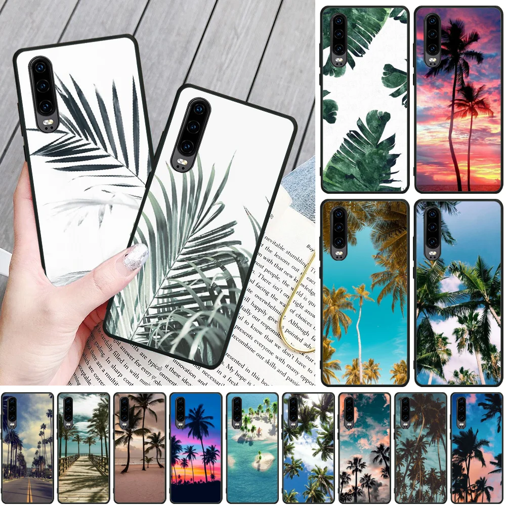 Чехол для телефона OFFeier с листьями пальмы и белым дымом Huawei P9 10 lite P20 pro P30 Psmart mate 20 |