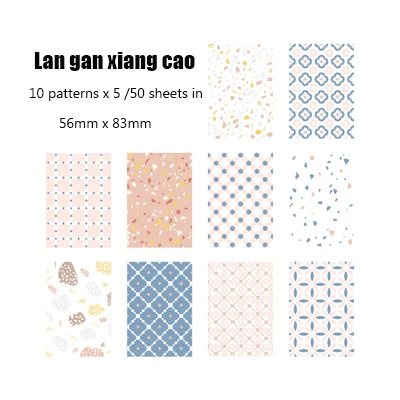 50/60 Sheets Retro Floral Material Paper Decorative Material Paper Journal Scrapbook Planner Kawaii Stationery School Supplies 12 langanxiangcao