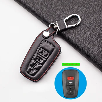 

Soft Texture Leather Remote Car Keychain Key Cover Case For Toyota Camry CHR Prius Corolla RAV4 Prado 2017-2019 4 Buttons Remote