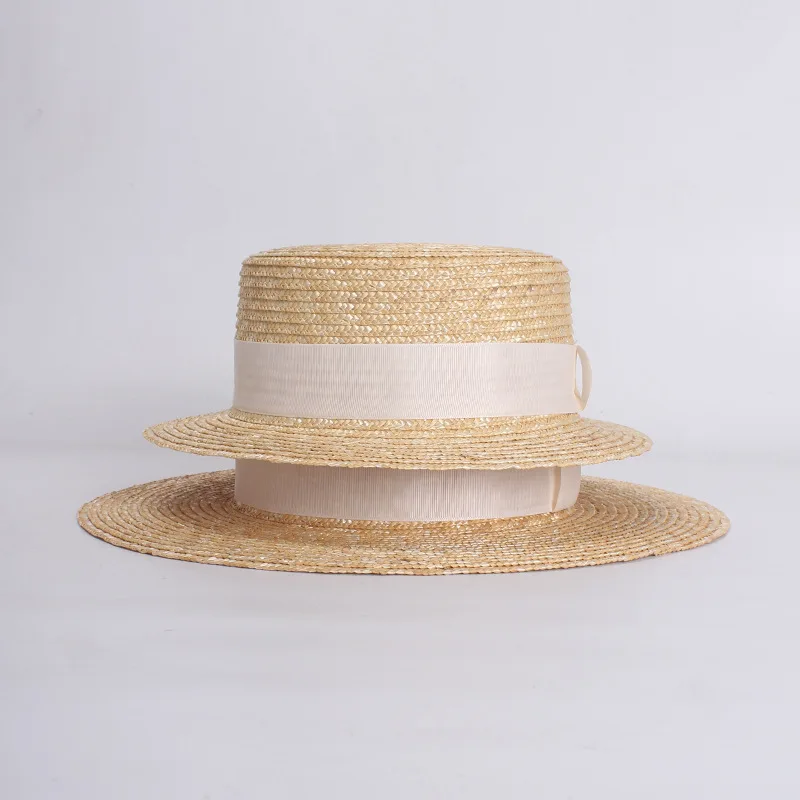 Classic Flat Straw Hat For Women UV Protection Sun Hat Vacation Ladies Beach Hats Spring Summer 2