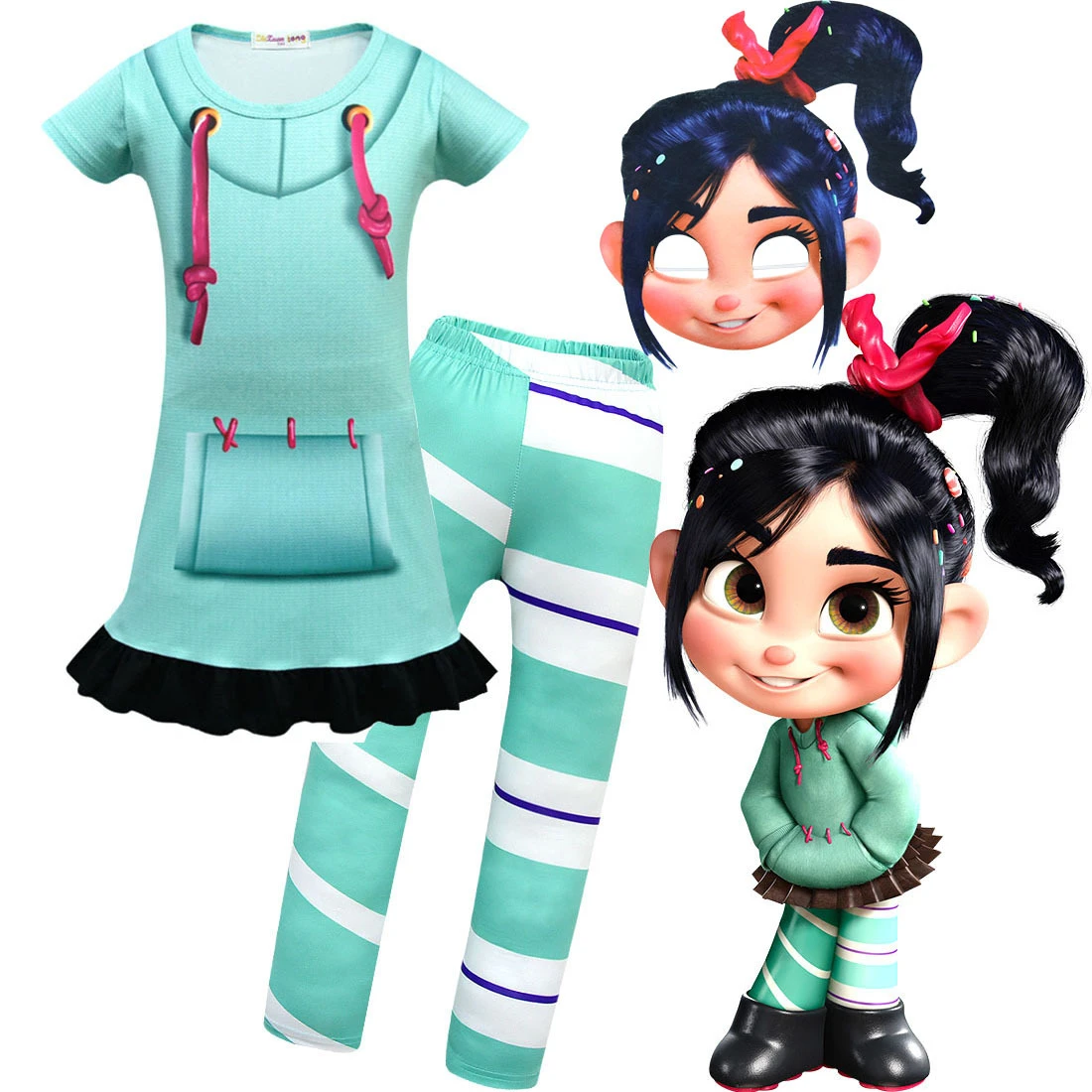 Girls Wreck It Ralph 2 Clothes Vanellope Von Schweetz Vocaloid Cosplay Halloween Costume Kids Dress Pants Sets Clothing For Girl Girls Costumes Aliexpress