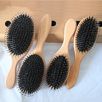 

Professional Boar Bristle Brush Comb Oval Cushion Nylon Natural Hair Extension Brush For Barber Hairdressing Tools G0118