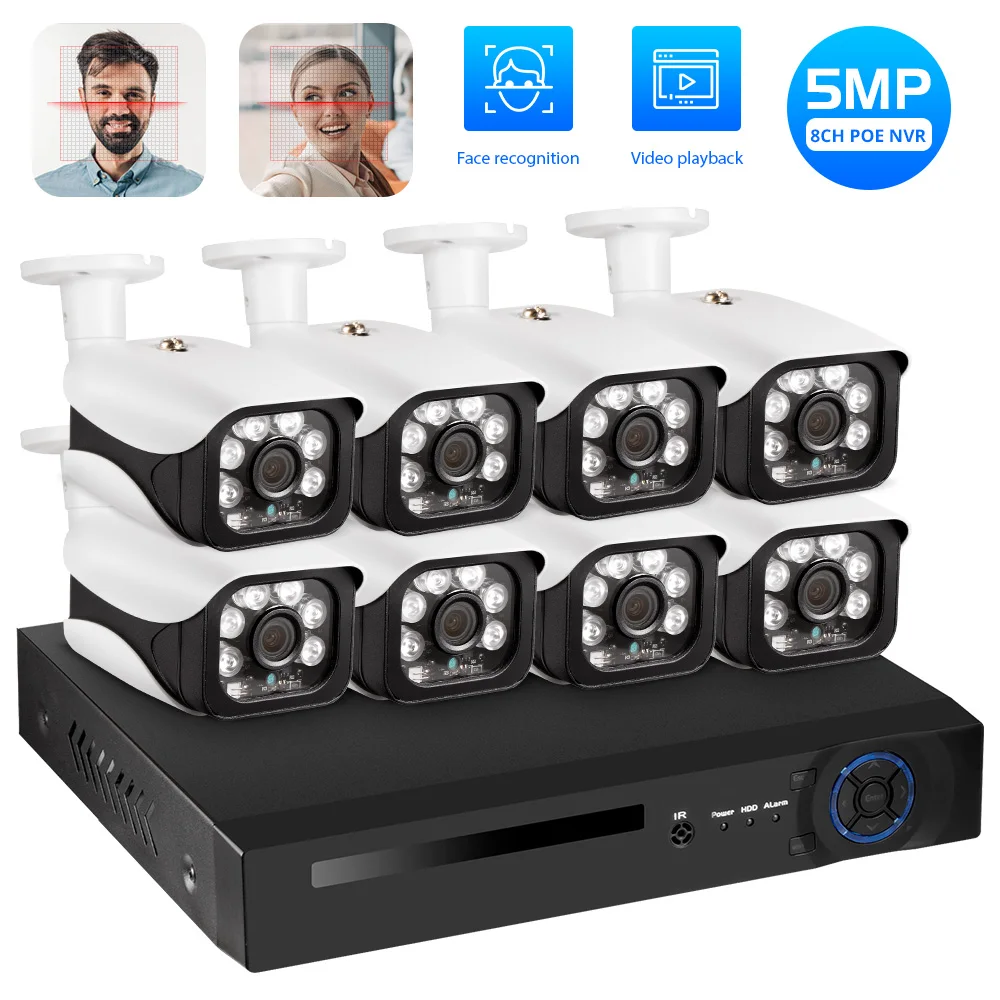 8CH NVR and 8 Camera KERUI 8CH 5MP Беспроводной NVR POE камера безопасности системы наружного IR-CUT видеонаблюдения видео рекордер комплект запись лица - Цвет: 8CH NVR and 8 Camera