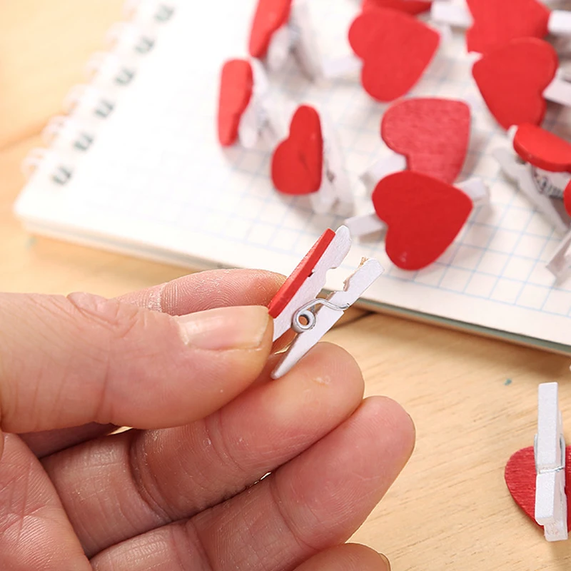 160pcs Красное сердце деревянная прищепка для свадебных украшений вечерние пользу