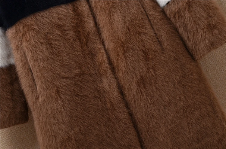 British Winter Ladies'Suede Furry Turn-collar Mink cashmere Overcoat Long-sleeved Angolan Rabbit Fur Overcoats women coat slim