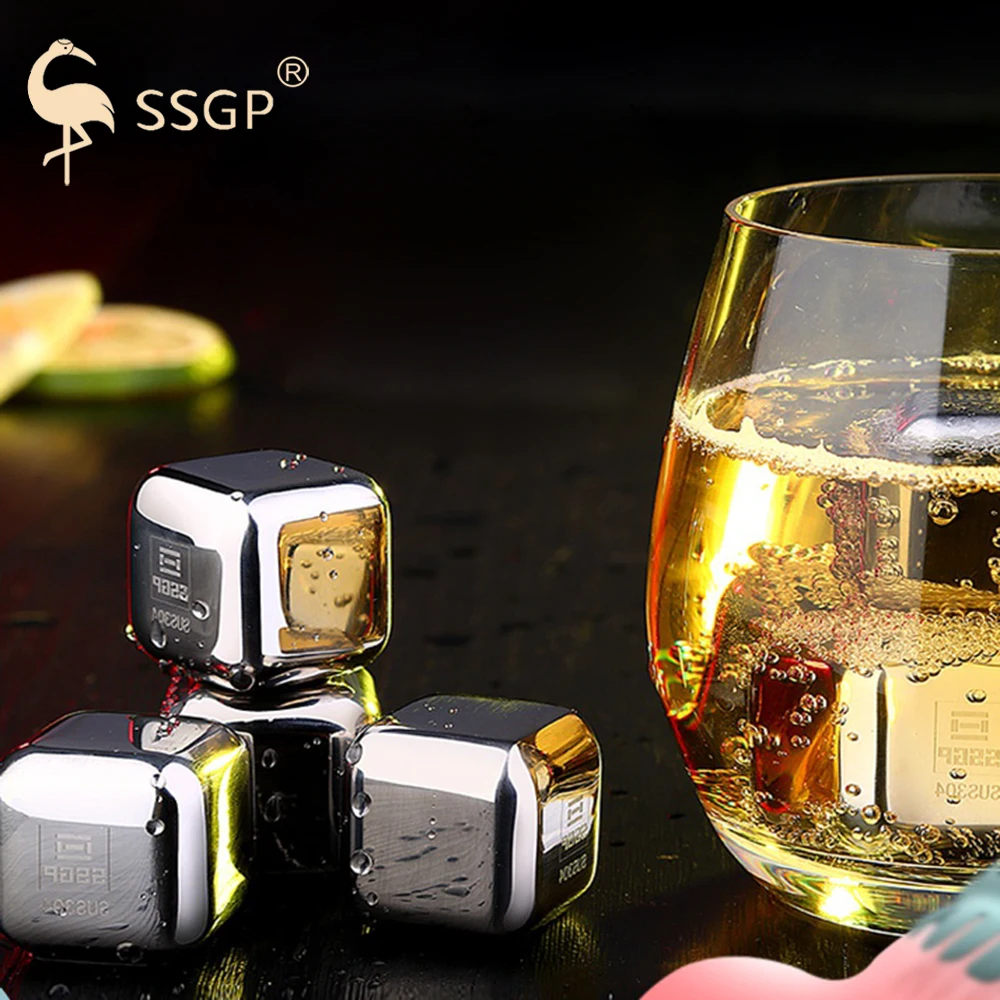 SSGP 304 Stainless Steel Ice Cubes Reusable Chilling Stones For Whiskey Wine Red Keep Your Drink Cold Longer LFGB Test Pass | Дом и сад