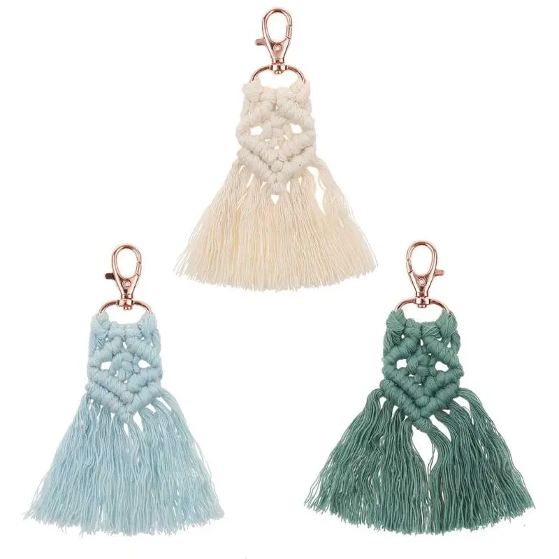 

Tassel Keychains for Women Boho key Holder Keyring Macrame Bag Charm Car Hanging Jewelry Gift for Friends