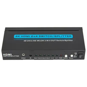 

4K HDMI 2 in 4 out HDMI Switch Splitter 2x4 Audio Extractor Converter adapter Remote control 3D 1080p